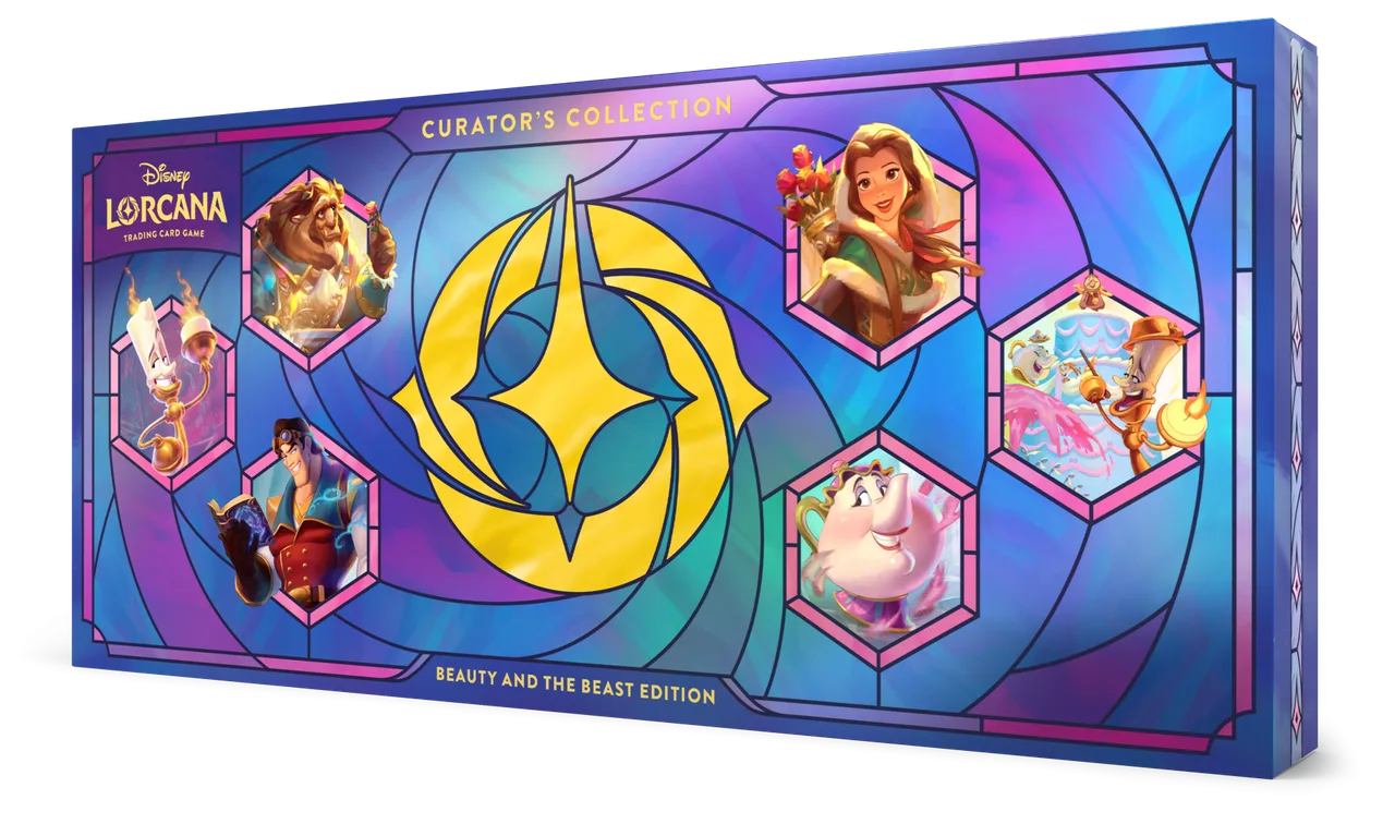 The Curator’s Collection Beauty and the Beast Edition box uses a stained-glass design. Official reveal image © Disney, published by Disney Parks Blog