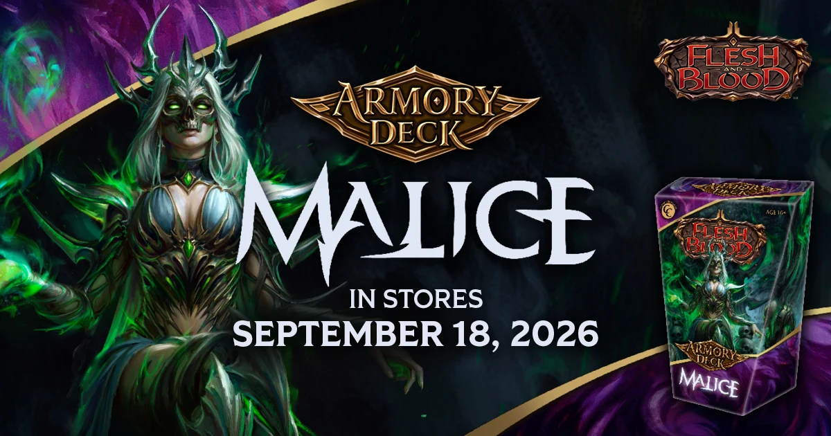 Official Armory Deck Malice release artwork showing Malice, the deck box and September 18, 2026 release date