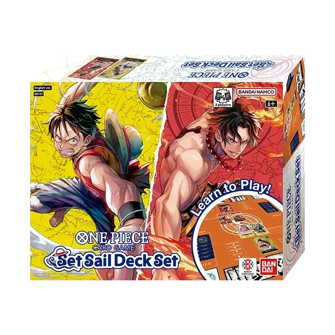 One Piece Set Sail Deck Set SD-01 box featuring Luffy and Ace