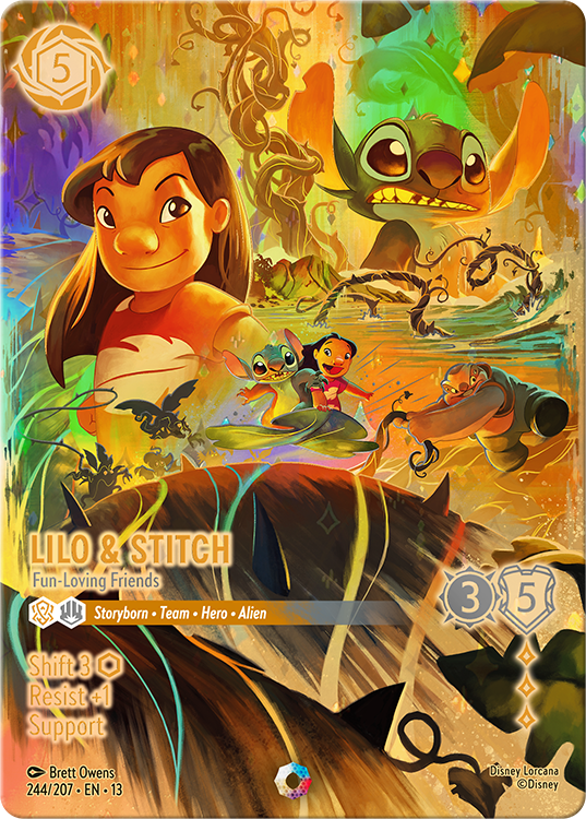 Complete Lilo & Stitch, Fun-Loving Friends Iconic card face, 244/207, illustrated by Brett Owens.